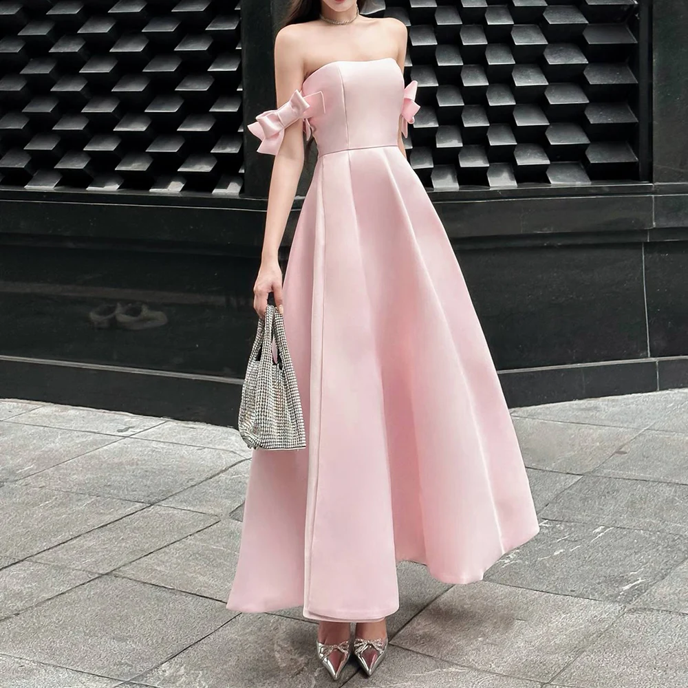 Pink Satin Prom Dresses Maxi Off the Shoulder A Line Women's Prom Gowns Ankle Length Side Split Elegant Formal Party Dress 2024
Pink Satin Prom Dresses Maxi Off the Shoulder A Line Women's Prom Gowns Ankle Length Side Split Elegant Formal Party Dress 2024