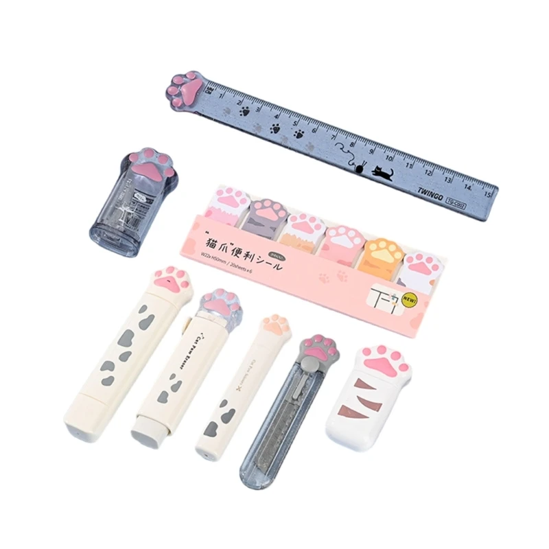 9 Pcs Cats Paws Stationery Set Pencil Case Ruler Eraser Sharpener Sticky Notes Learning Gift Box School Supplies for Kid
9 Pcs Cats Paws Stationery Set Pencil Case Ruler Eraser Sharpener Sticky Notes Learning Gift Box School Supplies for Kid