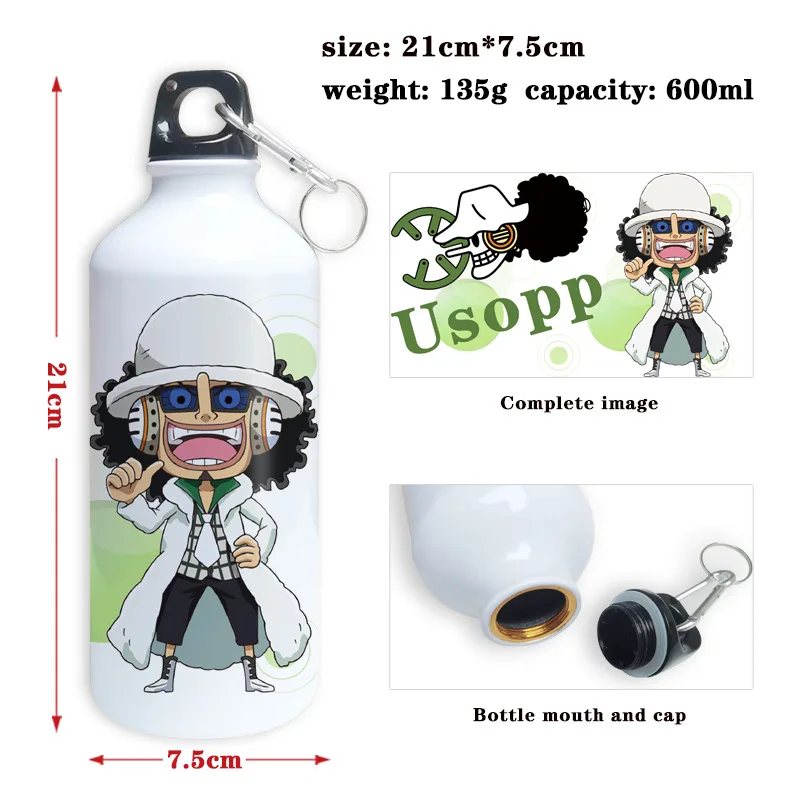 One Piece Usopp Anime Water Bottle 600Ml, Lightweight Aluminum Sports Bottle with Carabiner, Leak-Proof for Outdoor Activities
One Piece Usopp Anime Water Bottle 600Ml, Lightweight Aluminum Sports Bottle with Carabiner, Leak-Proof for Outdoor Activities
