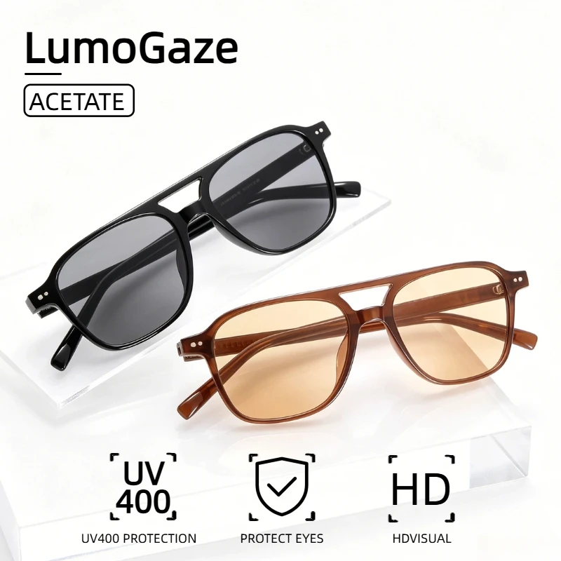 LumoGaze Fashion Retro Double Bridge Design Women's Sunglasses Classic Men's High Quality Large Frame Acetate Sunglasses UV400
LumoGaze Fashion Retro Double Bridge Design Women's Sunglasses Classic Men's High Quality Large Frame Acetate Sunglasses UV400