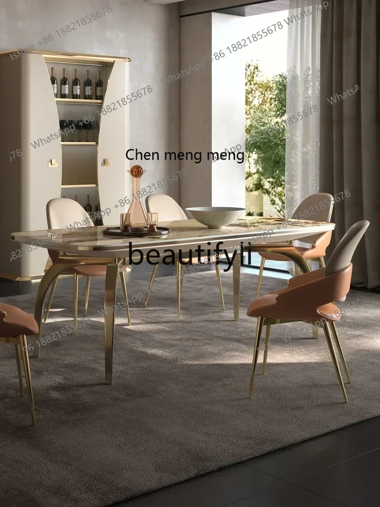 A182 Легкий роскошный обеденный стол из каменной плиты Современный простой высококачественный мраморный прямоугольный роскошный обеденный стол из каменной плиты
A182 Легкий роскошный обеденный стол из каменной плиты Современный простой высококачественный мраморный прямоугольный роскошный обеденный стол из каменной плиты