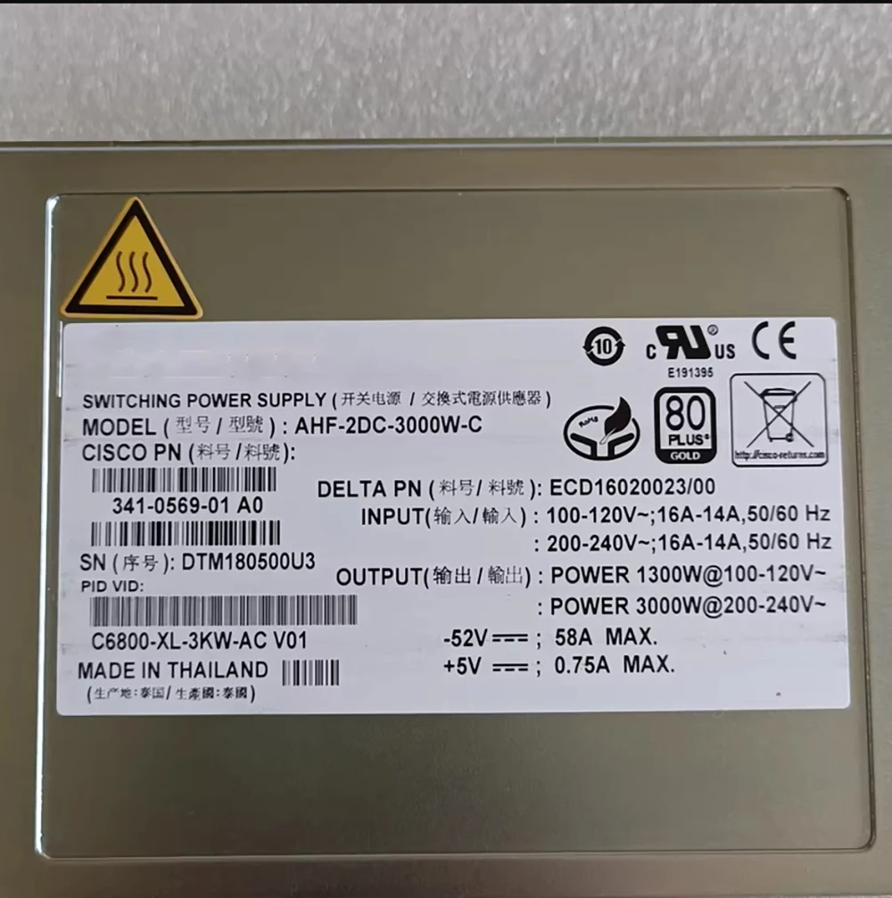 C6800-XL-3KW-AC AHF-2DC-3000W-C Power Supply
C6800-XL-3KW-AC AHF-2DC-3000W-C Power Supply