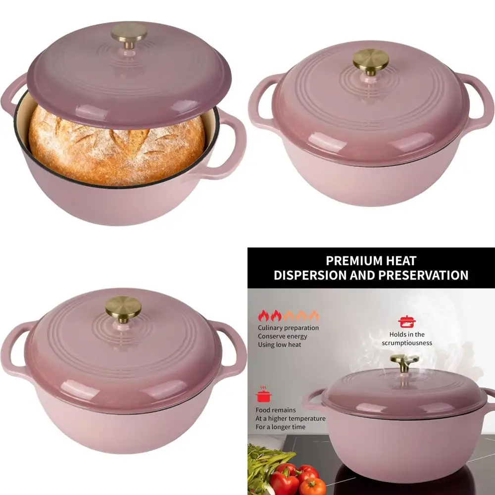Enameled Cast Iron Dutch Oven - 5.5 QT Oval Bread Baker, Perfect for Sourdough, Loaf, and Artisan Bread (Pink)
Enameled Cast Iron Dutch Oven - 5.5 QT Oval Bread Baker, Perfect for Sourdough, Loaf, and Artisan Bread (Pink)