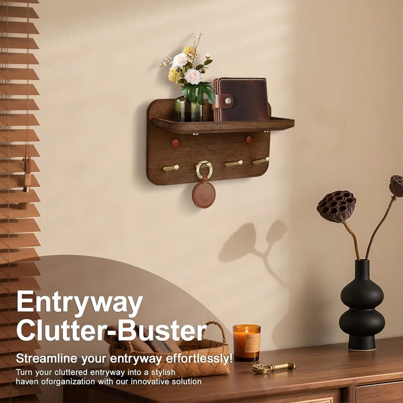 Key Holder Wall Mount, Solid Wood Key Holder for Wall with 4 Brass Hooks & Hidden Magnets,15° Incline Hooks & Grooved Retail
Key Holder Wall Mount, Solid Wood Key Holder for Wall with 4 Brass Hooks & Hidden Magnets,15° Incline Hooks & Grooved Retail