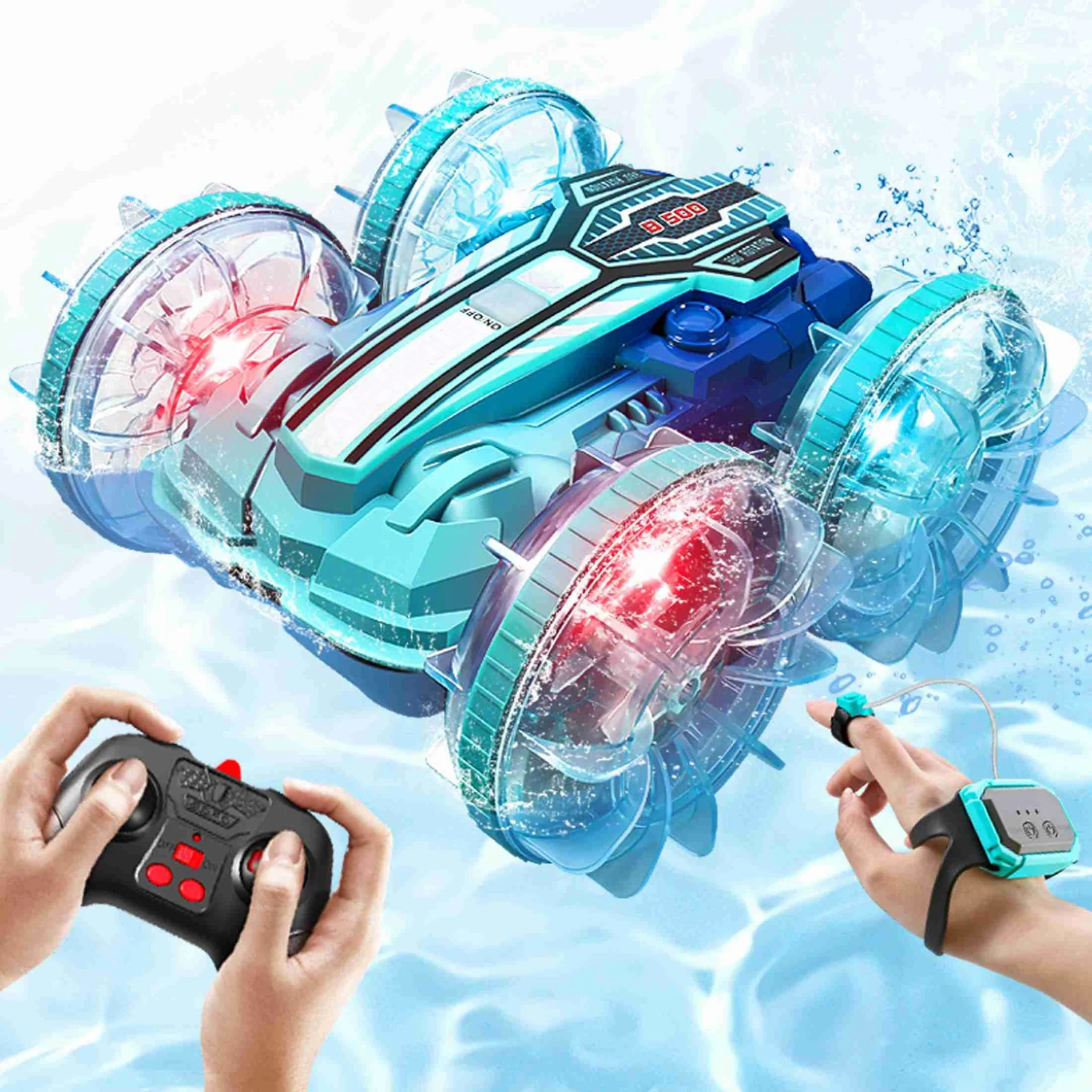 Remote Control Car Boat Gesture Sensing RC Waterproofing Stunt 4WD Water All Terrain Beach Pool Toys with LED Lights for Boys
Remote Control Car Boat Gesture Sensing RC Waterproofing Stunt 4WD Water All Terrain Beach Pool Toys with LED Lights for Boys