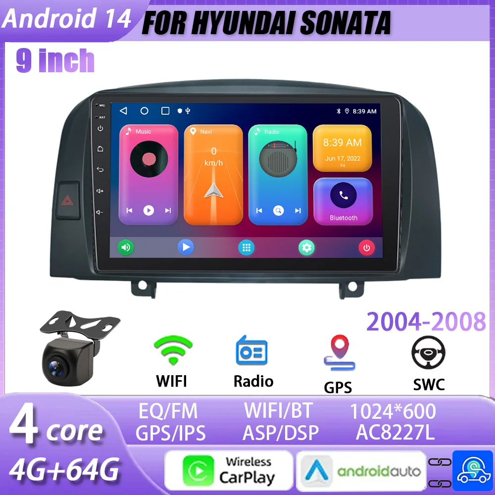 Android 14 Carplay Car Radio Multimedia Player GPS BT WIFI FM 2 DIN Android Auto Stereo Car Stereo for Hyundai SONATA 2004-2008
Android 14 Carplay Car Radio Multimedia Player GPS BT WIFI FM 2 DIN Android Auto Stereo Car Stereo for Hyundai SONATA 2004-2008