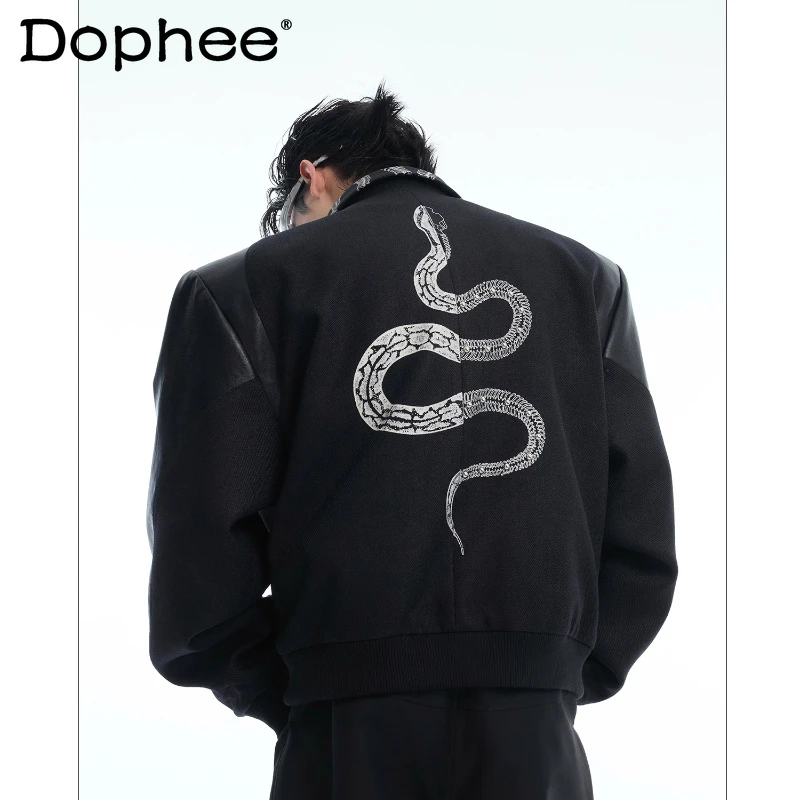 Men's 2025 Autumn New Multi-Zipper Decoration Jackets Men's Snake Print Splicing Short Jackets Long Sleeve Contrast Color Coats
Men's 2025 Autumn New Multi-Zipper Decoration Jackets Men's Snake Print Splicing Short Jackets Long Sleeve Contrast Color Coats