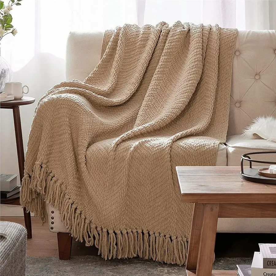 Throw Blankets for Couch Textured Chunky Knit Woven Chenille Blanket Super Soft, Warm Decorative Boho Throw with Tassels for Bed
Throw Blankets for Couch Textured Chunky Knit Woven Chenille Blanket Super Soft, Warm Decorative Boho Throw with Tassels for Bed