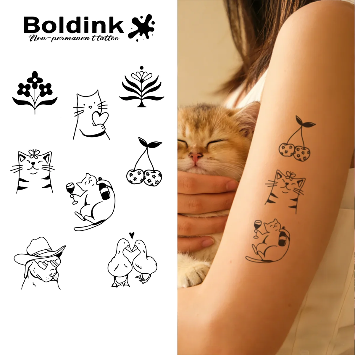 Забавная и милая наклейка-тату с изображением кошки BOLDINK, унисекс, стильная, легко наносится, водонепроницаемая, долговечная, держится 1-2 недели.
Забавная и милая наклейка-тату с изображением кошки BOLDINK, унисекс, стильная, легко наносится, водонепроницаемая, долговечная, держится 1-2 недели.