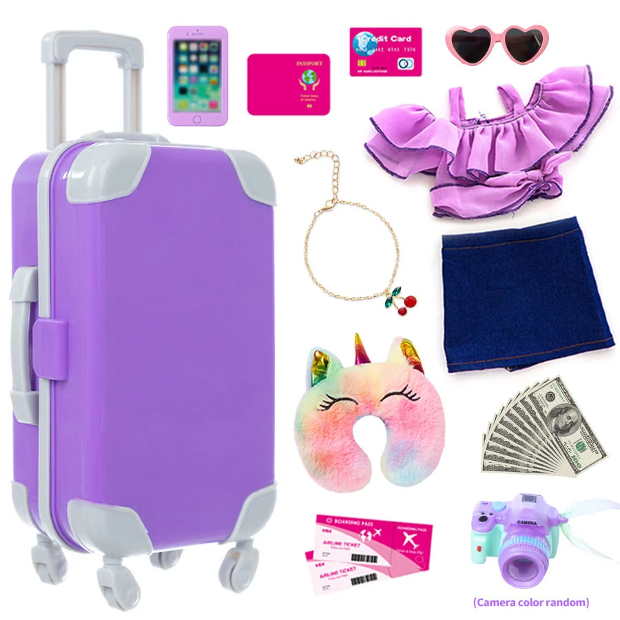 18inch Baby Doll Suitcase Travel Luggage Play Set American Doll Travel Suitcase Set Including Sunglasses Camera Kids Toys
18inch Baby Doll Suitcase Travel Luggage Play Set American Doll Travel Suitcase Set Including Sunglasses Camera Kids Toys