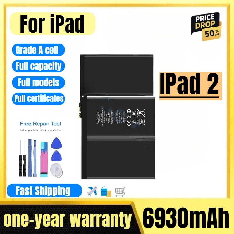 A1395/A1396/A1397/A1376 for IPad2 Tablet Battery High Quality High Capacity Battery Replacement Bateria Grade A Cell with Tools
A1395/A1396/A1397/A1376 for IPad2 Tablet Battery High Quality High Capacity Battery Replacement Bateria Grade A Cell with Tools