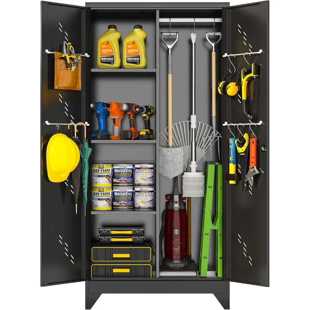 Stainless Steel Garage Storage Cabinet, Kitchen Pantry with Door & Shelves, Broom Organizer Racks, Cleaning Cabinet H71x16.53x31
Stainless Steel Garage Storage Cabinet, Kitchen Pantry with Door & Shelves, Broom Organizer Racks, Cleaning Cabinet H71x16.53x31