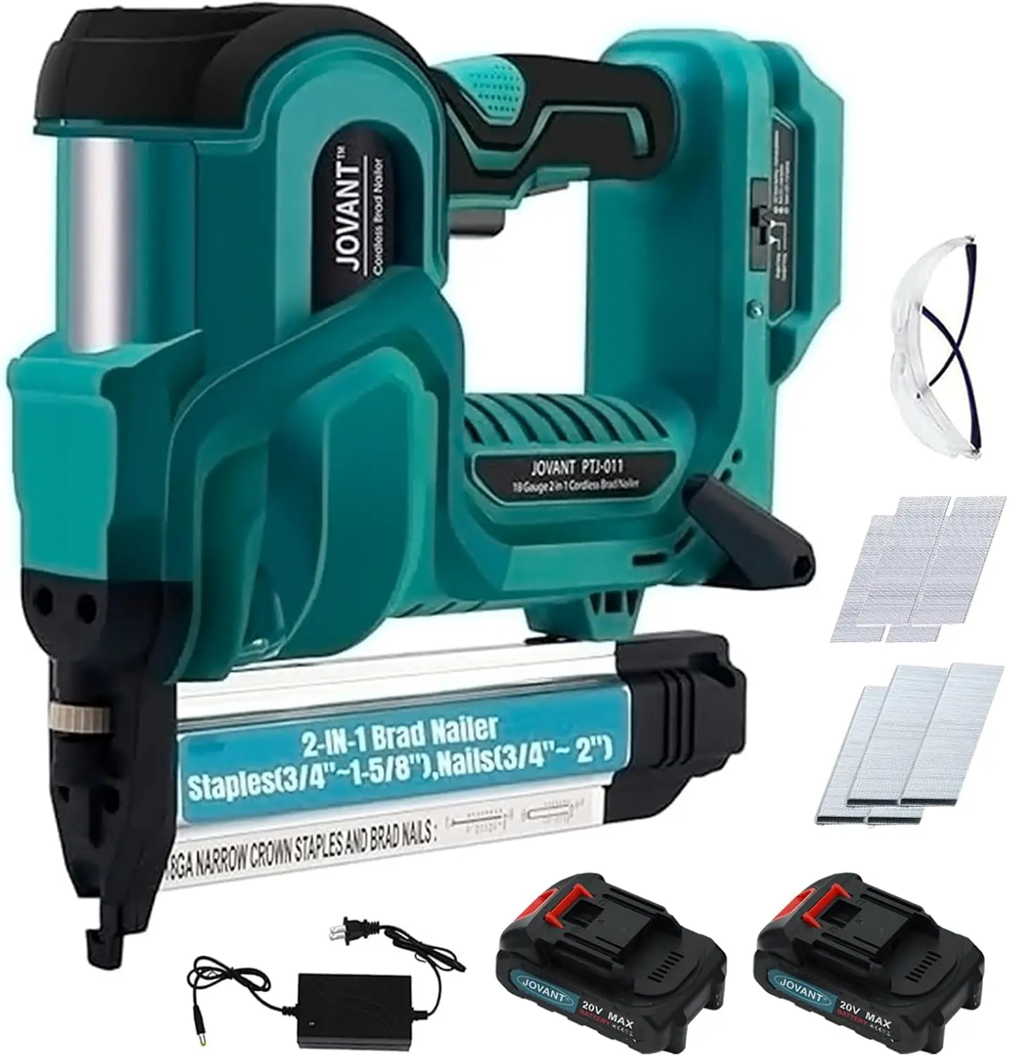 18 Gauge Cordless Brad Nailer 2-in-1 with 800 Nails & Staples, 2 Batteries, Adjustable Depth, LED Light for Woodworking
18 Gauge Cordless Brad Nailer 2-in-1 with 800 Nails & Staples, 2 Batteries, Adjustable Depth, LED Light for Woodworking