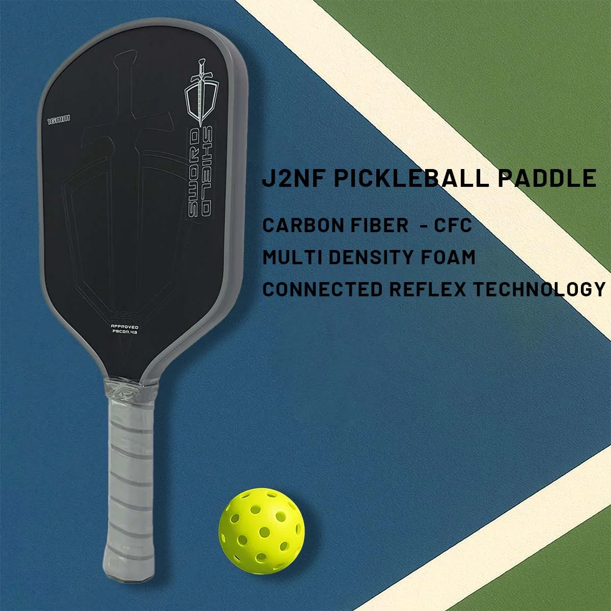 J2nf 16mm Sword & Shield Pickleball Paddle,Gen. 4.5 Multi Density, All Foam Floating - Pivoting Core
J2nf 16mm Sword & Shield Pickleball Paddle,Gen. 4.5 Multi Density, All Foam Floating - Pivoting Core