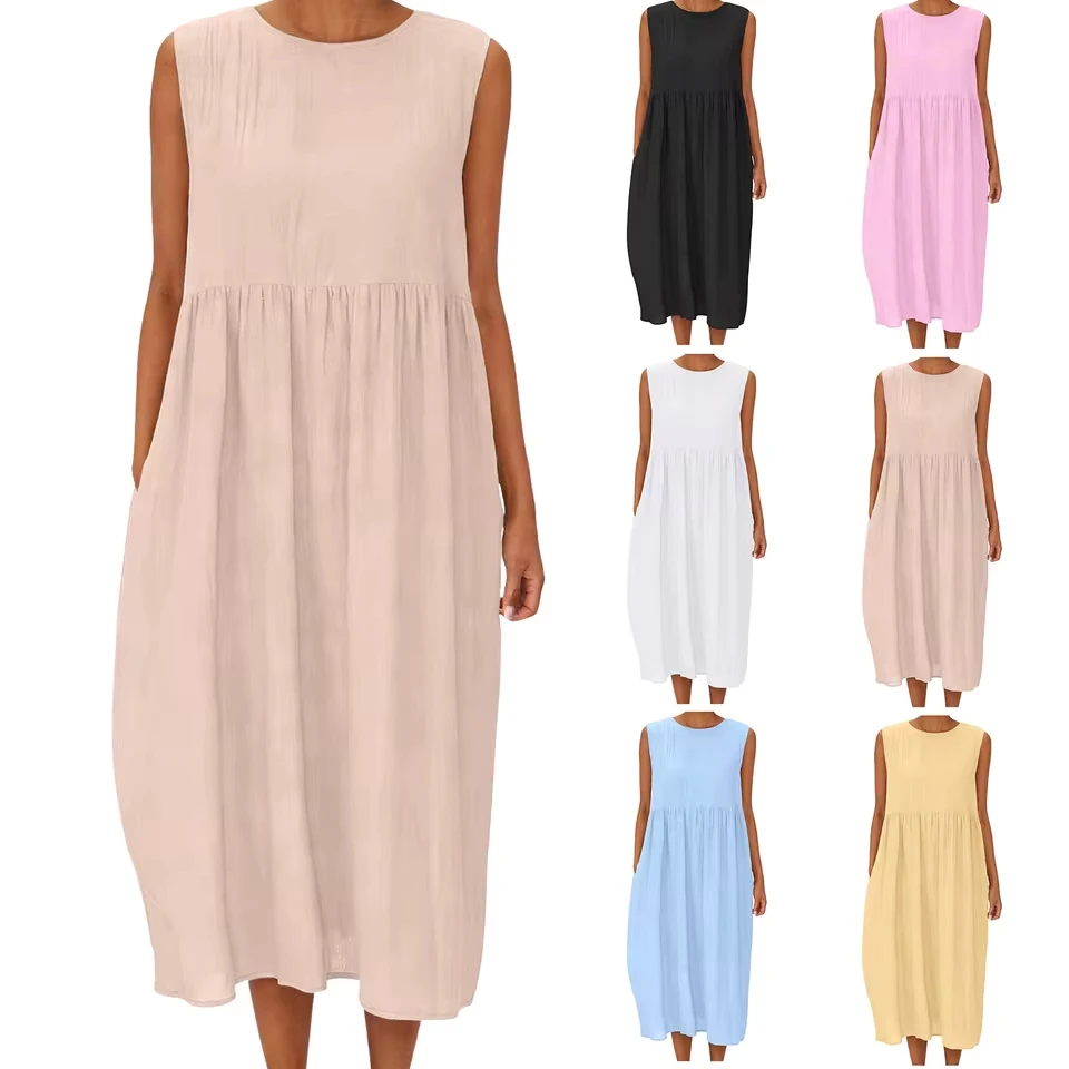 Muslim Dress For Women Sleeveless Linen Dress Summer Plain Colored Linen Dress Summer Dress Cotton Linen Mid Plus Size Dresses
Muslim Dress For Women Sleeveless Linen Dress Summer Plain Colored Linen Dress Summer Dress Cotton Linen Mid Plus Size Dresses