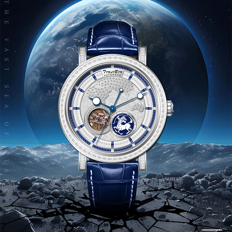 Автоматические механические мужские часы со скелетом и бриллиантами, роскошный мужской тренд, деловой ремешок из натуральной кожи
Автоматические механические мужские часы со скелетом и бриллиантами, роскошный мужской тренд, деловой ремешок из натуральной кожи