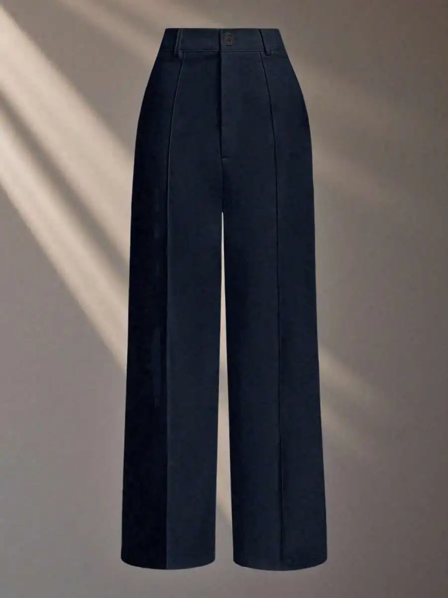 Elegant Straight Leg Wide Pants For Women Full Length Zipper Fly Solid Color
Elegant Straight Leg Wide Pants For Women Full Length Zipper Fly Solid Color