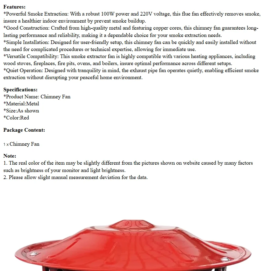 Металлический вентилятор для дымохода, 100 Вт, мощные печи для извлечения дыма, камины, печи, печи, котлы, дымоходный вытяжной вентилятор, обычно работает
Металлический вентилятор для дымохода, 100 Вт, мощные печи для извлечения дыма, камины, печи, печи, котлы, дымоходный вытяжной вентилятор, обычно работает