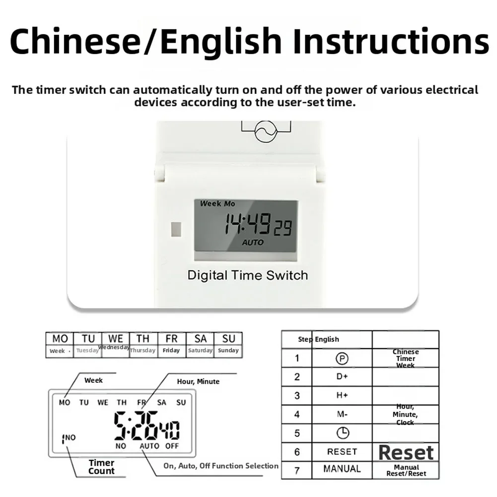Time-Controlled Electronic Switch For DIN Rail Panels With 1-Minute Adjustment Capability And 16 Daily Or Weekly Timing Events
Time-Controlled Electronic Switch For DIN Rail Panels With 1-Minute Adjustment Capability And 16 Daily Or Weekly Timing Events