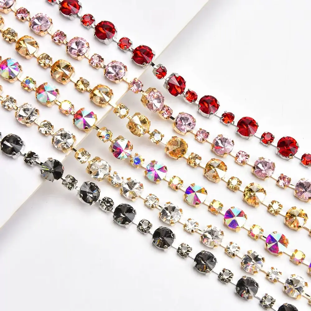1 Yard Hand-Made Glass Rhinestone Chain 6+10Mm Round Claw Diamond Trim Applique For Dress Jewelry Accessories Crafts Decorative
1 Yard Hand-Made Glass Rhinestone Chain 6+10Mm Round Claw Diamond Trim Applique For Dress Jewelry Accessories Crafts Decorative
