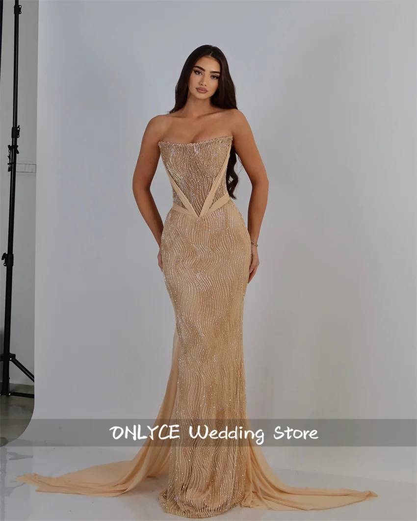 Luxury Gold Evening Dresses Long Prom Gowns Full Beading Crystals Elegant Party Dresses For Special Occasions Customized
Luxury Gold Evening Dresses Long Prom Gowns Full Beading Crystals Elegant Party Dresses For Special Occasions Customized