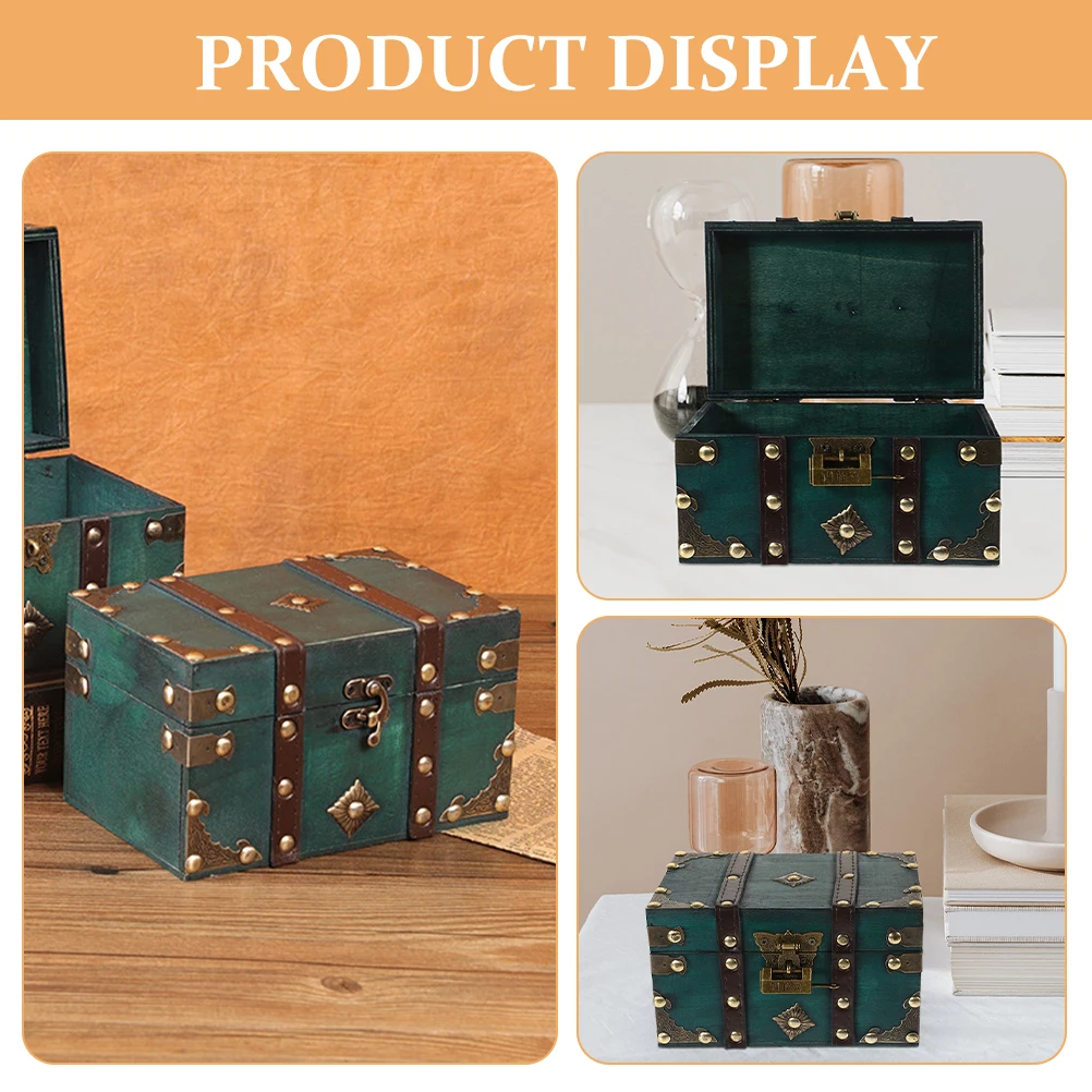 Wooden Storage Box Large Size Green Color Lockable Treasure Chest for Jewelry Coin Prop Gift Packaging Box Retro
Wooden Storage Box Large Size Green Color Lockable Treasure Chest for Jewelry Coin Prop Gift Packaging Box Retro