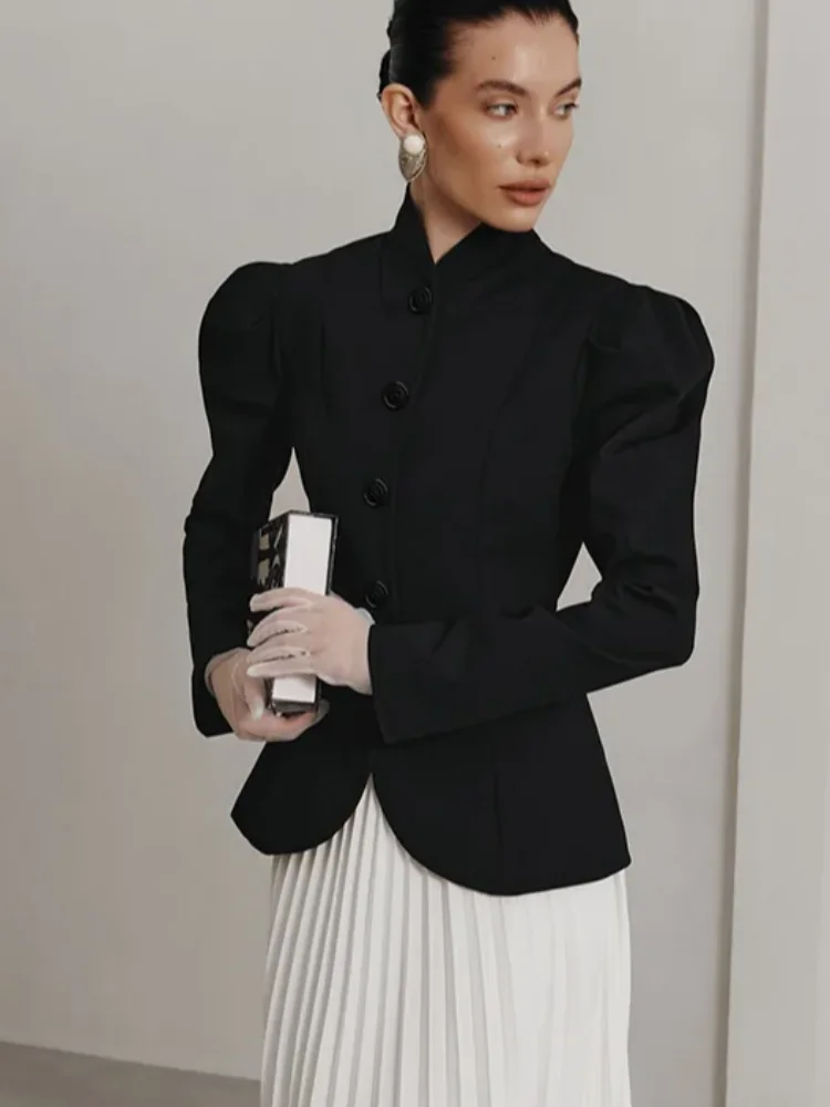Black Waist Cinching Blazer Women Elegant Stand Collar Long Puff Sleeve Slim Cropped Jacket Fashion Daily Commute Jackets Lady
Black Waist Cinching Blazer Women Elegant Stand Collar Long Puff Sleeve Slim Cropped Jacket Fashion Daily Commute Jackets Lady