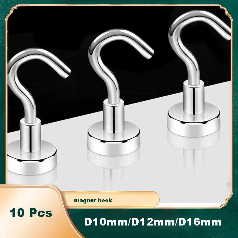10 Pcs Heavy Duty Magnetic Hook Strong Neodymium Magnets Hook D10mm D12mm D16mm Magnet Hooks for Home Kitchen Workplace
10 Pcs Heavy Duty Magnetic Hook Strong Neodymium Magnets Hook D10mm D12mm D16mm Magnet Hooks for Home Kitchen Workplace