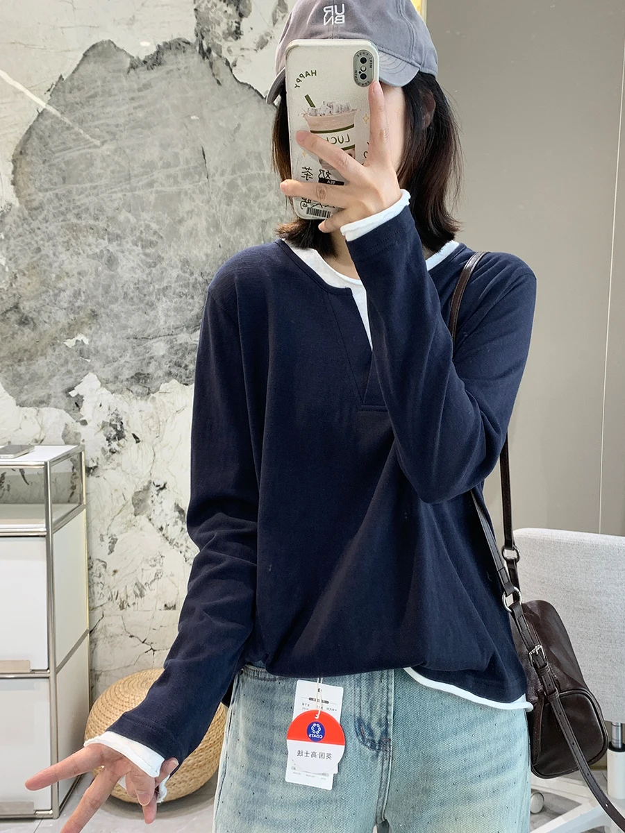 Spring New Loose Long Sleeve round Neck White Fake Two-Piece T-Shirt Women Commute Style Casual Versatile Loose Fit Top
Spring New Loose Long Sleeve round Neck White Fake Two-Piece T-Shirt Women Commute Style Casual Versatile Loose Fit Top