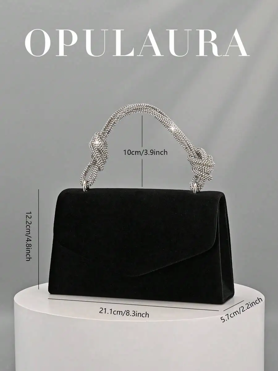 Black Velvet Flap Evening Clutch With Crystal Handle For Party Wedding Gala
Black Velvet Flap Evening Clutch With Crystal Handle For Party Wedding Gala