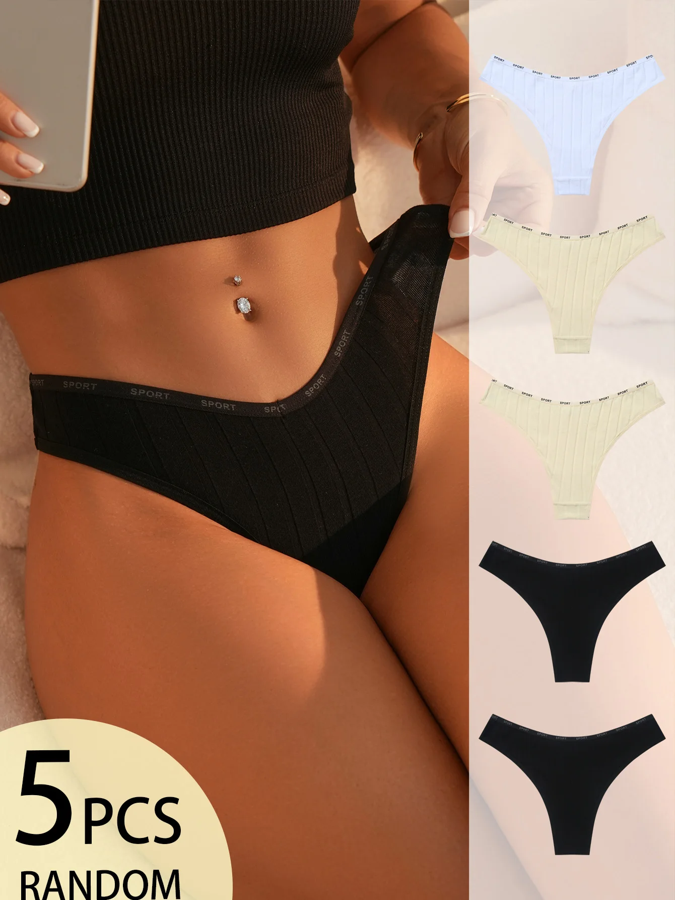 5-pack random color sports style letter printed waist women's underwear soft, skin friendly, breathable and versatile
5-pack random color sports style letter printed waist women's underwear soft, skin friendly, breathable and versatile