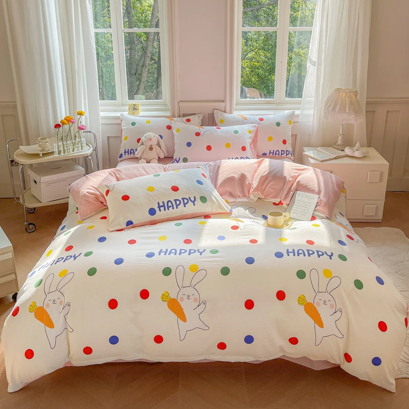 Cartoon Rabbit Duvet Cover Queen 4 Pcs Colorful Geometric Dots Bedding Set for Girls Teen Room Reversible Pink Comforter Cover
Cartoon Rabbit Duvet Cover Queen 4 Pcs Colorful Geometric Dots Bedding Set for Girls Teen Room Reversible Pink Comforter Cover