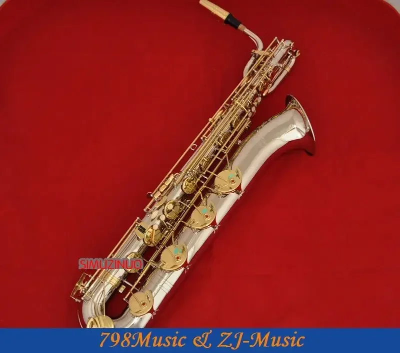 New Professional Baritone Saxophone Nickel Plated Tube Gold Lacquer Key Sax High F# With Case And Mouthpiece Free Shipping
New Professional Baritone Saxophone Nickel Plated Tube Gold Lacquer Key Sax High F# With Case And Mouthpiece Free Shipping