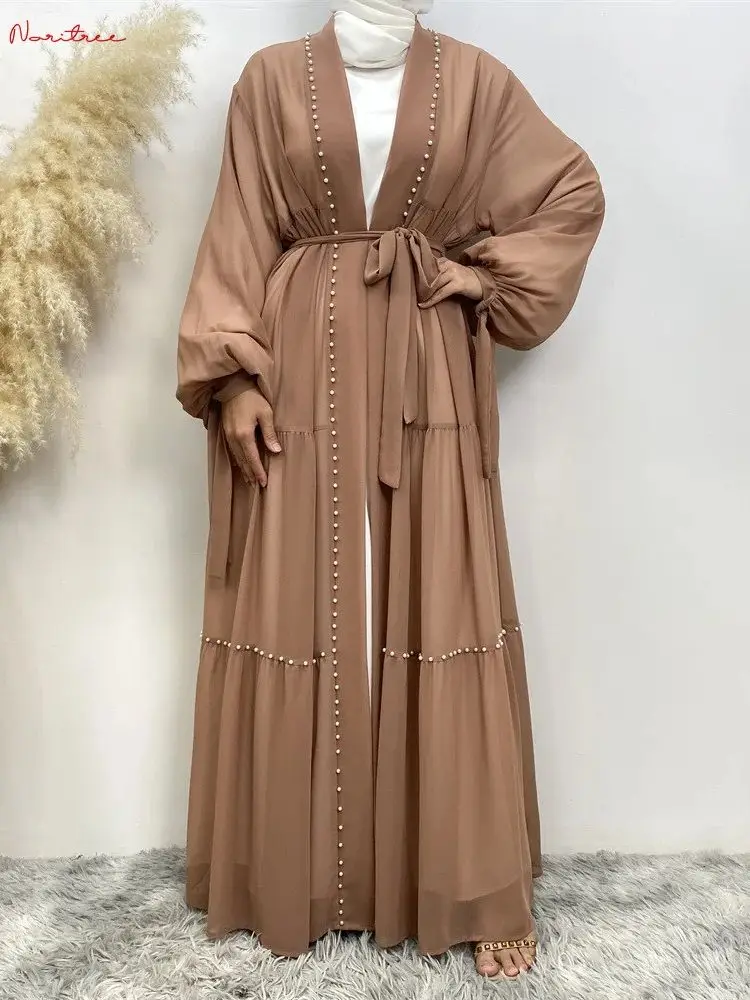 Ramadan Fashion Pearl Beading kimono Abaya Muslim Dress female big swing Chiffon Islamic Kaftan Robe Musulman Abaya wy1890
Ramadan Fashion Pearl Beading kimono Abaya Muslim Dress female big swing Chiffon Islamic Kaftan Robe Musulman Abaya wy1890