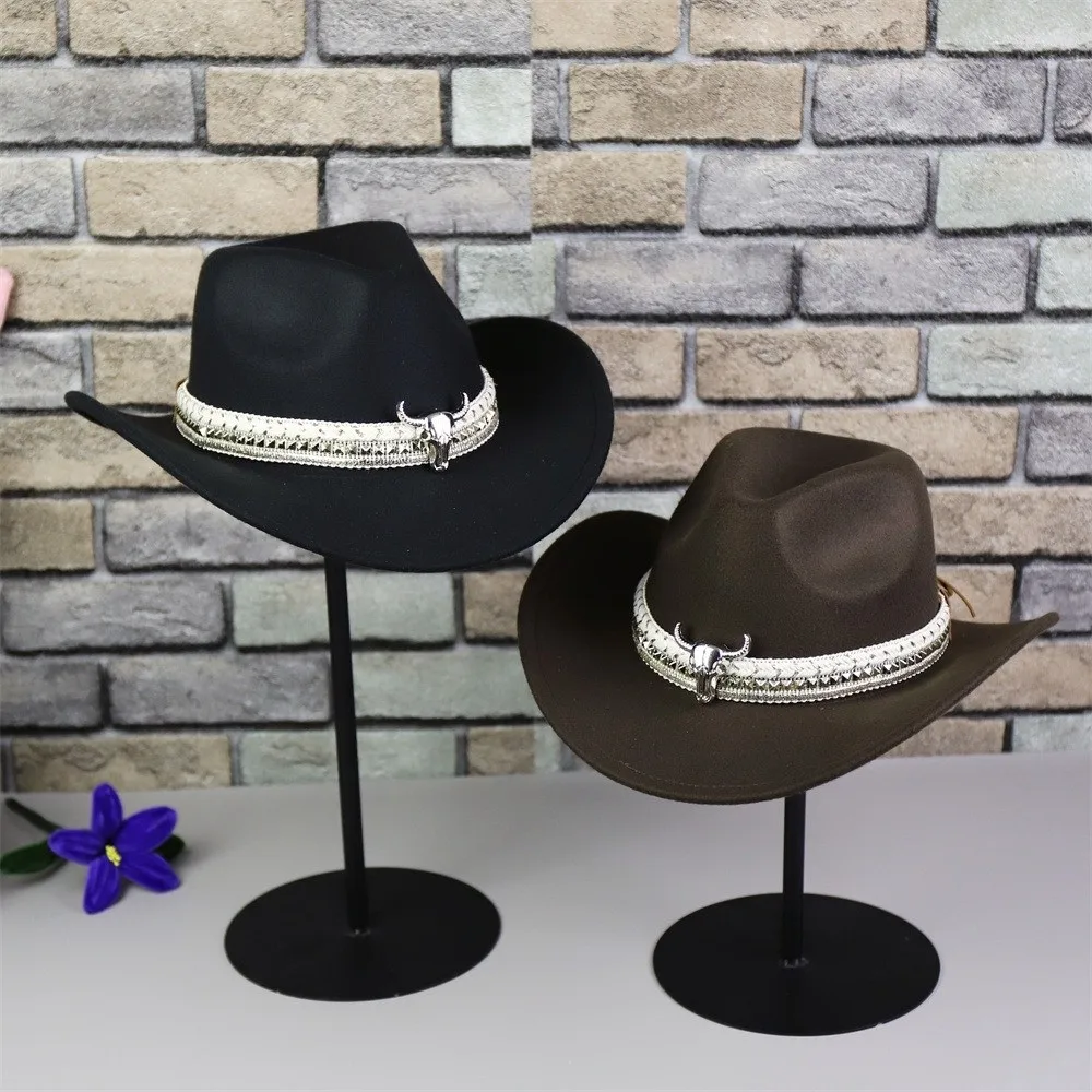 Wide Brim Western Cowboy Cap Woolen Alloy Bull Head Cowgirls Visor Cap Breathable Ethnic Style Sun Protection Knight Hat Summer
Wide Brim Western Cowboy Cap Woolen Alloy Bull Head Cowgirls Visor Cap Breathable Ethnic Style Sun Protection Knight Hat Summer