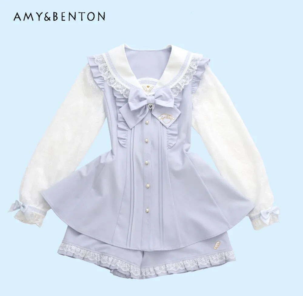 Sweet Lolita Bow Lace Long Sleeve Mine Series Dress Set Female Summer Cute Princess Style Slim Short Dress Shorts Two Piece Sets
Sweet Lolita Bow Lace Long Sleeve Mine Series Dress Set Female Summer Cute Princess Style Slim Short Dress Shorts Two Piece Sets