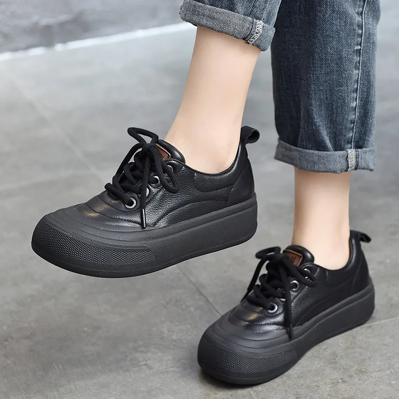 Black Causal Leather Shoes Women Flats Genuine Leather Shoes for Women Handmade Lace Up Sneakers Women Flat Shoes Women
Black Causal Leather Shoes Women Flats Genuine Leather Shoes for Women Handmade Lace Up Sneakers Women Flat Shoes Women