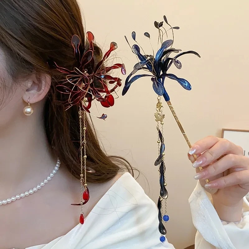 Super Fairy Red Spider Lily Flower Hair Sticks Dripping Oil Tassel Floral Hair Pins New Chinese Style Hanfu Chopsticks Wedding
Super Fairy Red Spider Lily Flower Hair Sticks Dripping Oil Tassel Floral Hair Pins New Chinese Style Hanfu Chopsticks Wedding