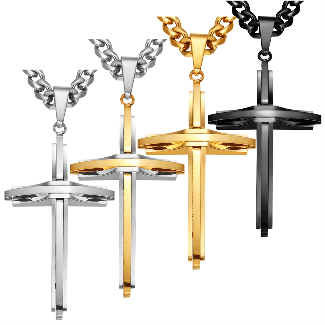 Granny Chic Cross Pendant Necklaces For Men Black Gold Color Silver Color Stainless Steel Cuban Chain Necklace Hip Hop Jewelry
Granny Chic Cross Pendant Necklaces For Men Black Gold Color Silver Color Stainless Steel Cuban Chain Necklace Hip Hop Jewelry