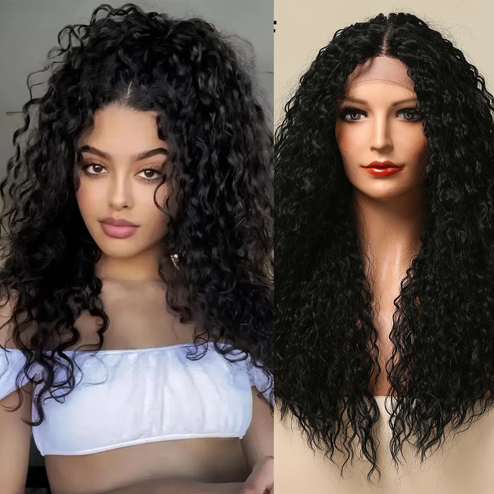 DWY Women's Synthetic Wigs Long Deep Curly T Part Lace Front Wig For Daily Party Use Natural Black Bouffant Hairstylist Wig
DWY Women's Synthetic Wigs Long Deep Curly T Part Lace Front Wig For Daily Party Use Natural Black Bouffant Hairstylist Wig