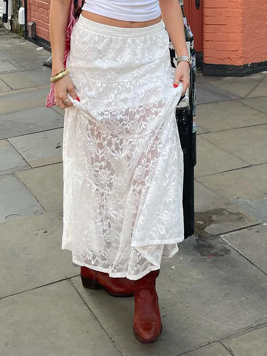 Women Lace Skirt Elegant High Waist Flowy Swing Skirt Summer Long Sheer Skirt for Casual Daily
Women Lace Skirt Elegant High Waist Flowy Swing Skirt Summer Long Sheer Skirt for Casual Daily