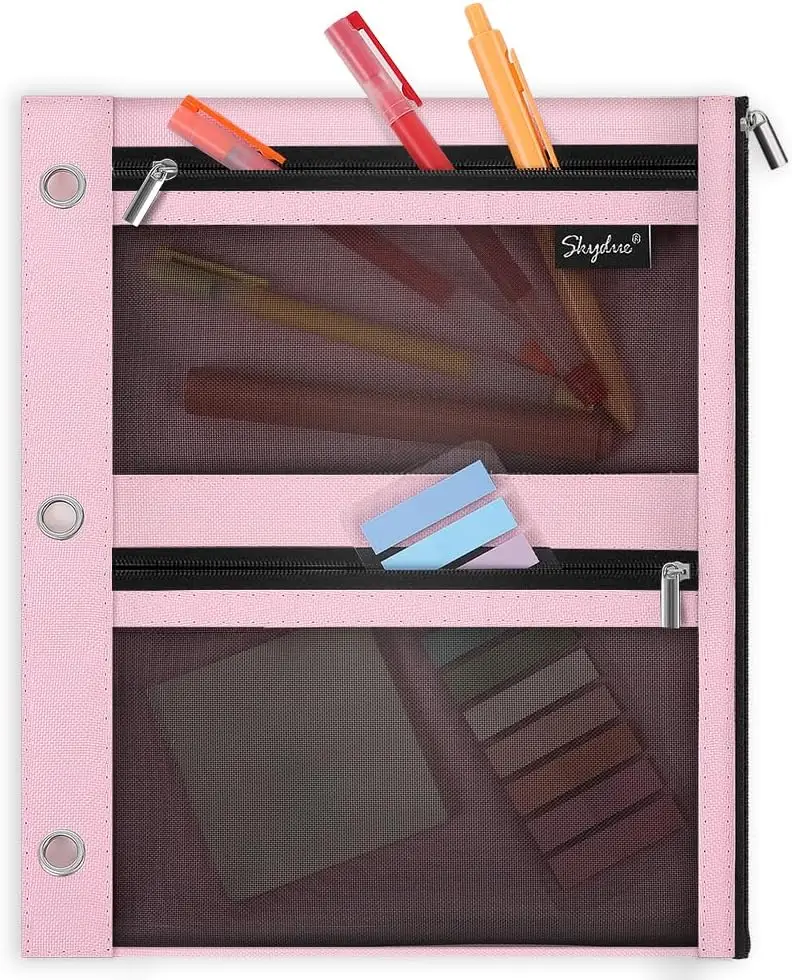 3 Ring Binder Pencil Pouch with 3 Pockets, Mesh Window, Zipper, Durable Organizer for School Supplies, Cables, Earbuds, Pink
3 Ring Binder Pencil Pouch with 3 Pockets, Mesh Window, Zipper, Durable Organizer for School Supplies, Cables, Earbuds, Pink