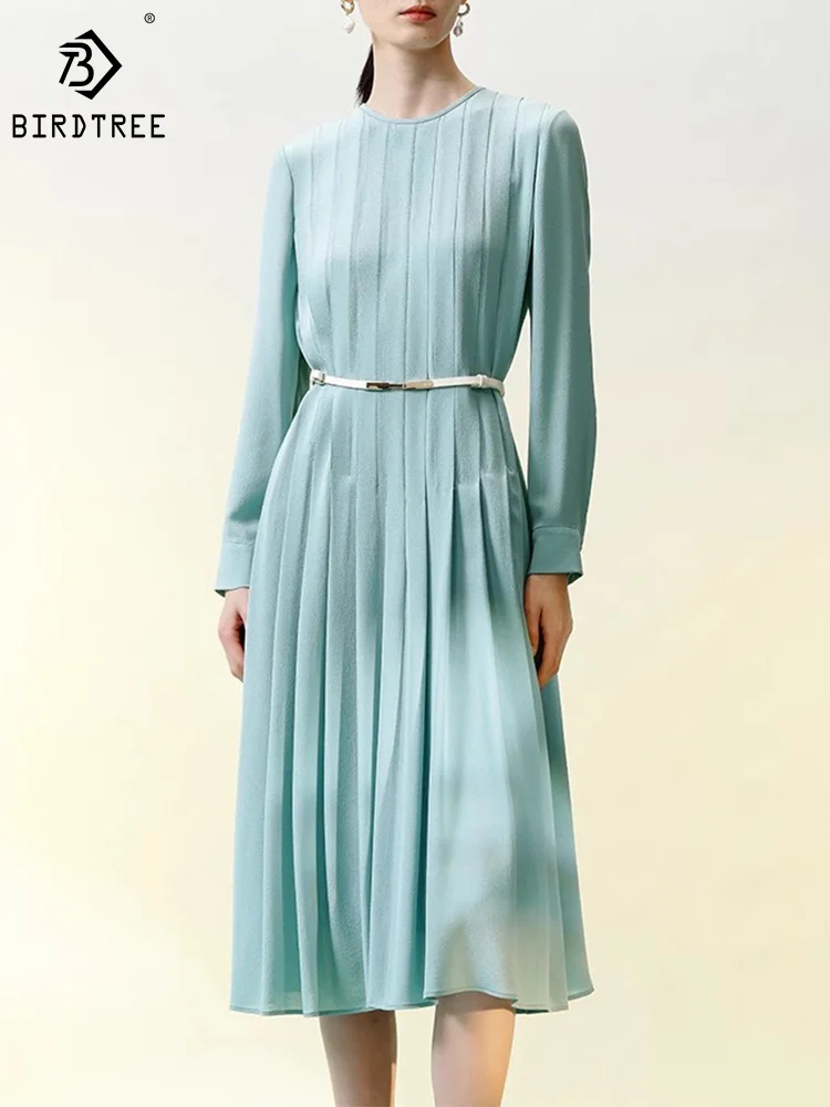 Birdtree 23MM 100%Real Silk Elegant Crepe Dresses Women Long Sleeve Original Design Party Pleated Dress Spring Autumn D3D763QM
Birdtree 23MM 100%Real Silk Elegant Crepe Dresses Women Long Sleeve Original Design Party Pleated Dress Spring Autumn D3D763QM