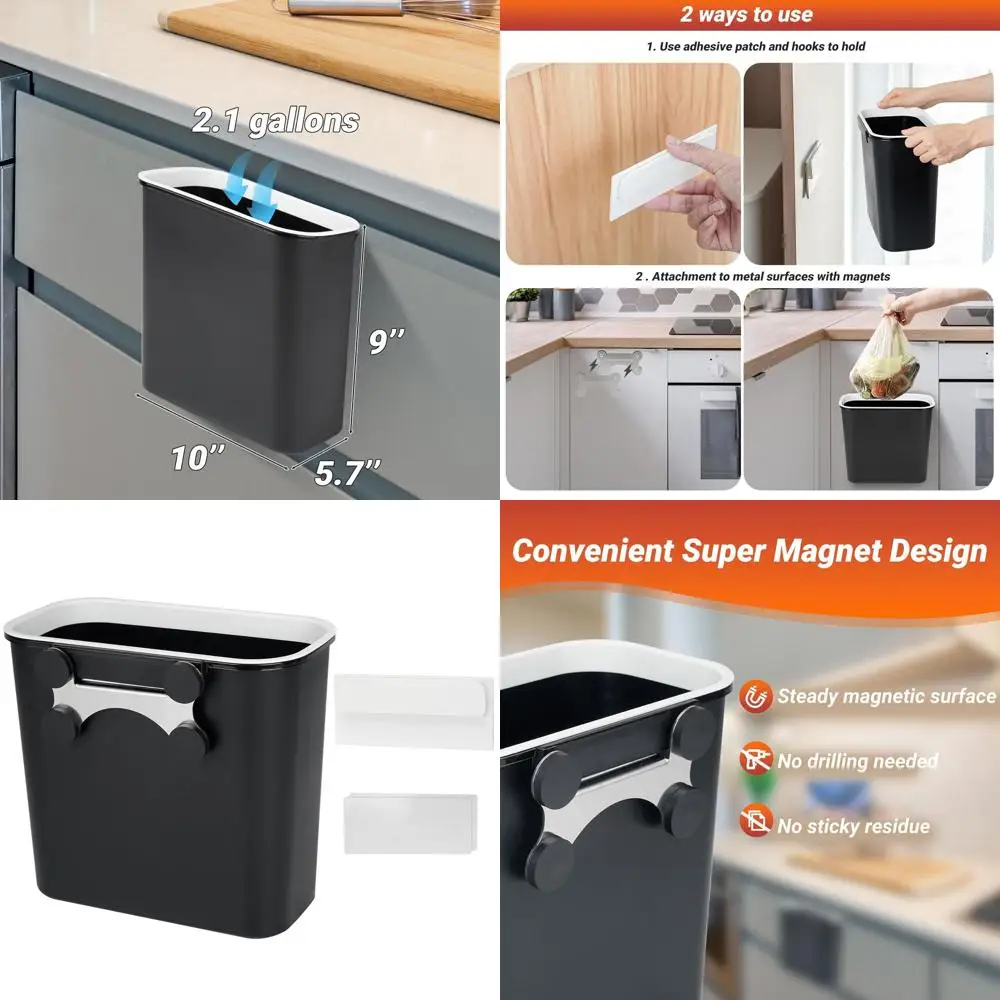 Настенный магнитный мусорный бак на 2,1 галлона для кухни, барбекю и кемпинга с органайзером для посуды
Настенный магнитный мусорный бак на 2,1 галлона для кухни, барбекю и кемпинга с органайзером для посуды