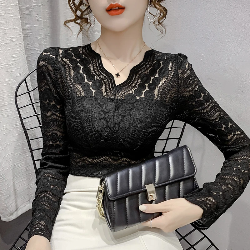 Autumn New Blouses Korean Fashion Women's Clothing Lace Trim Slim Womens Tops Elegant Solid Long Sleeve V-Neck Blouse for Women
Autumn New Blouses Korean Fashion Women's Clothing Lace Trim Slim Womens Tops Elegant Solid Long Sleeve V-Neck Blouse for Women