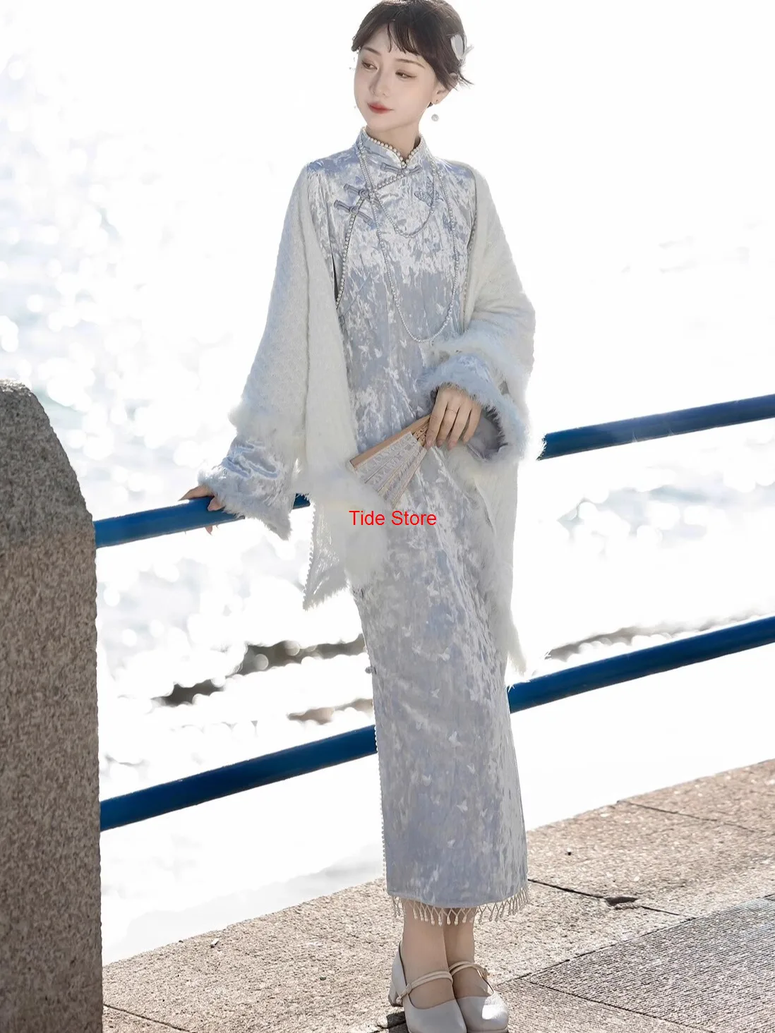 Dielian Frost Improved Hanfu Women's Daily Han Element Dress New Chinese Style Cheongsam Shawl Coat Party Dress
Dielian Frost Improved Hanfu Women's Daily Han Element Dress New Chinese Style Cheongsam Shawl Coat Party Dress