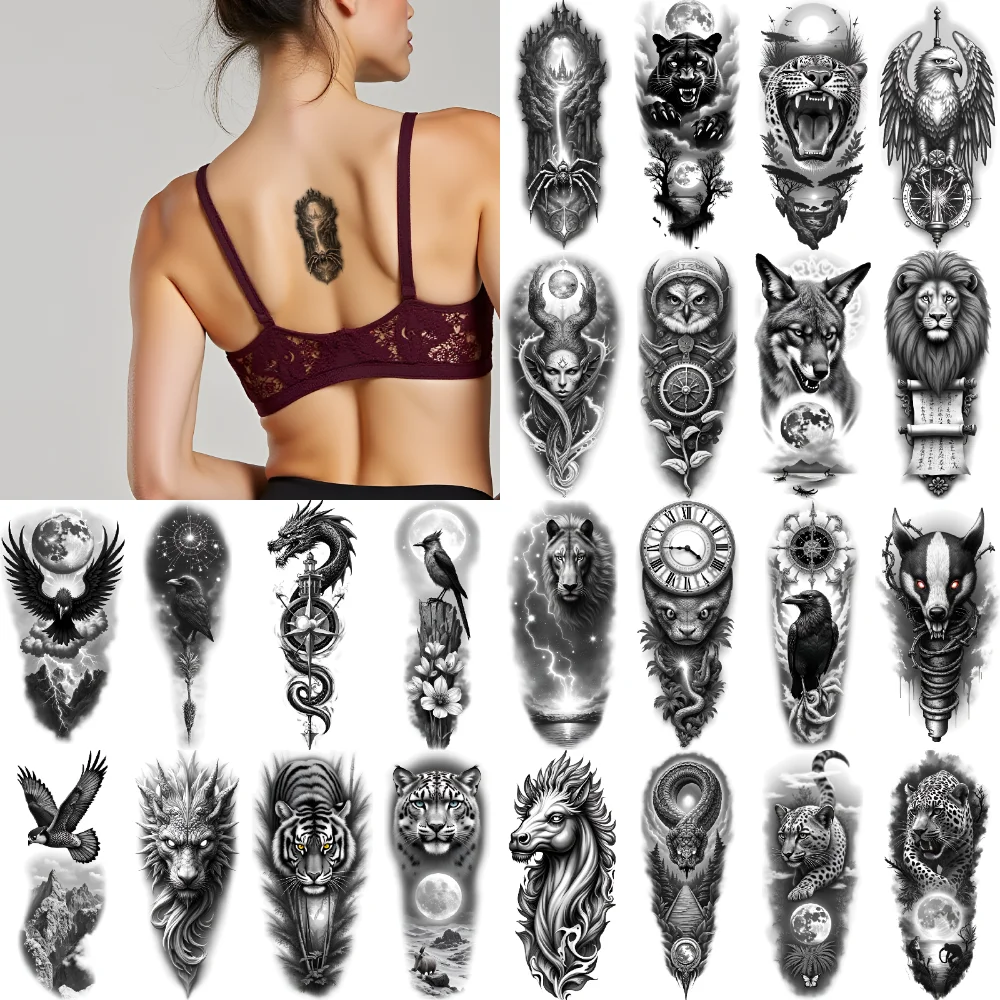 12pcs Temporary Tattoo Eagle Black And Grey Realism Woman With Stars Lion Waterproof Long-lasting Body Stickers Leopard For
12pcs Temporary Tattoo Eagle Black And Grey Realism Woman With Stars Lion Waterproof Long-lasting Body Stickers Leopard For