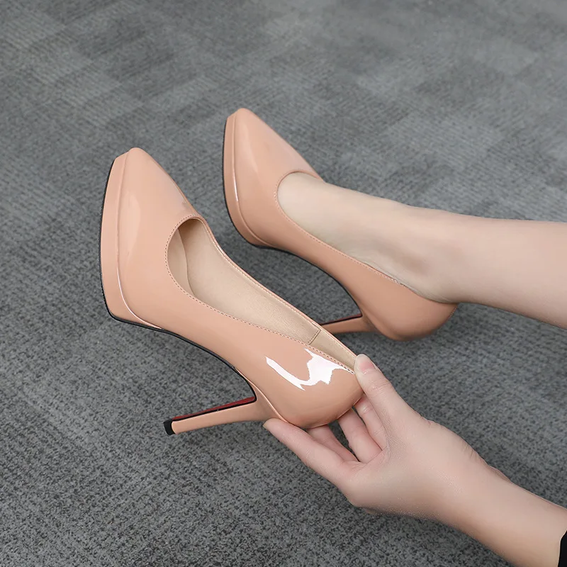 Nude Waterproof Platform Stiletto Heels Shoes Sexy Patent Leather Pointed Toe High Heels Girl Party Prom Shoes Small Size 33
Nude Waterproof Platform Stiletto Heels Shoes Sexy Patent Leather Pointed Toe High Heels Girl Party Prom Shoes Small Size 33