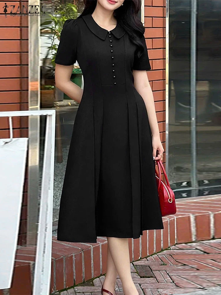 Fashion Summer Dress 2025 ZANZEA Women Elegant Short Sleeve Party Work Dresses Solid Pleated Sundress Casual Buttons Midi Robe
Fashion Summer Dress 2025 ZANZEA Women Elegant Short Sleeve Party Work Dresses Solid Pleated Sundress Casual Buttons Midi Robe