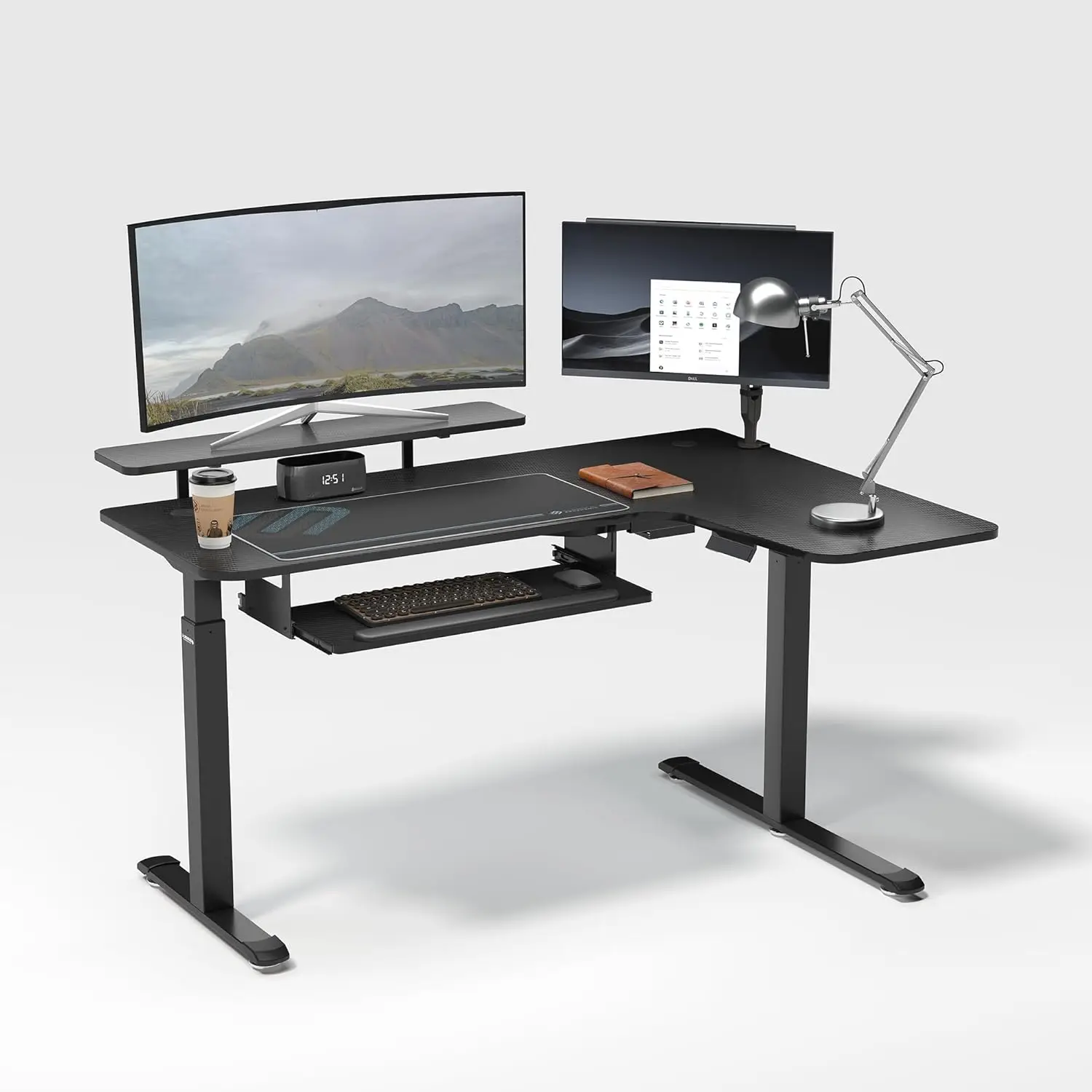 55" L-Shape Electric Standing Desk Adjustable Gaming Workstation Keyboard Tray Home Office Carbon Fiber Black Right Customized
55" L-Shape Electric Standing Desk Adjustable Gaming Workstation Keyboard Tray Home Office Carbon Fiber Black Right Customized